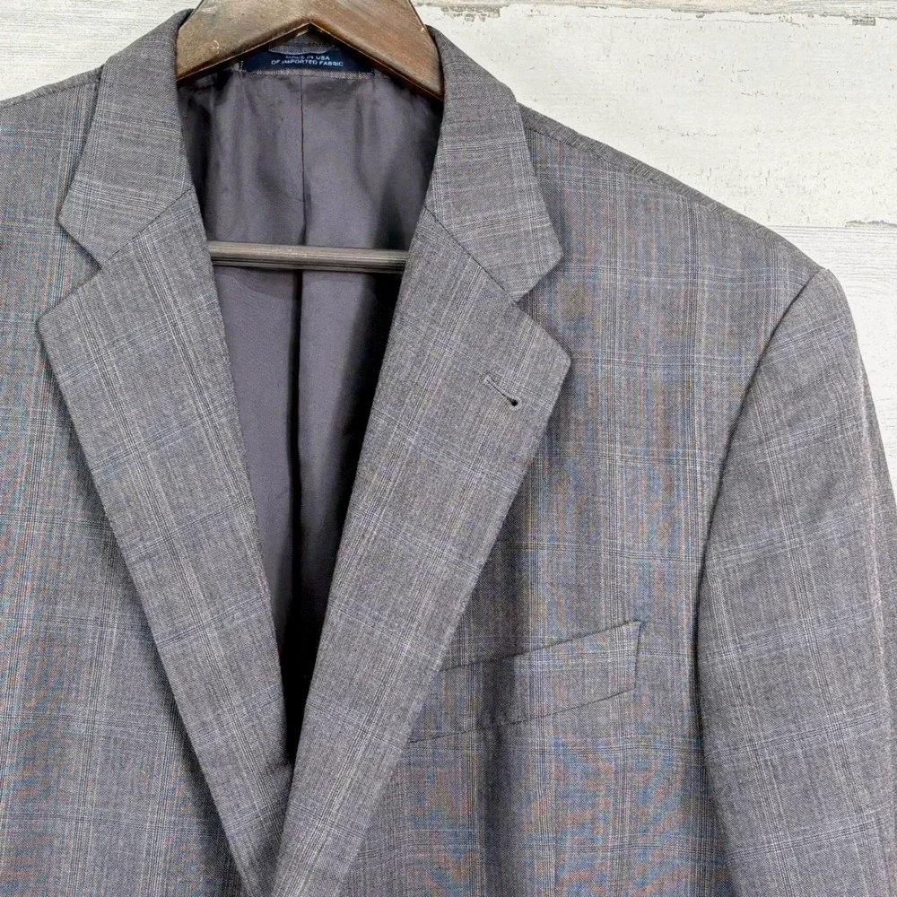 Joseph Abboud Nordstrom Blazer 44R Gray‎ Glen Plaid Wool Sport Coat Professional